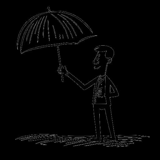 Strichzeichnung eines Mannes, der Nick Kosir darstellt, der eine professionelle Ausrichtung beibehält, während er das Wetter präsentiert.