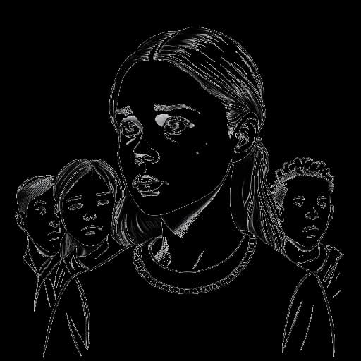 Disegno in stile line art di Greta Thunberg che affronta critiche e prese in giro provenienti da politici e media di destra