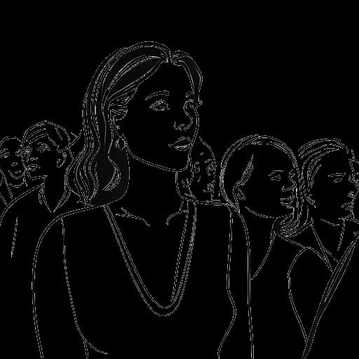 Dessin en traits d'une femme, représentant Alix Earle, assistant à divers événements.