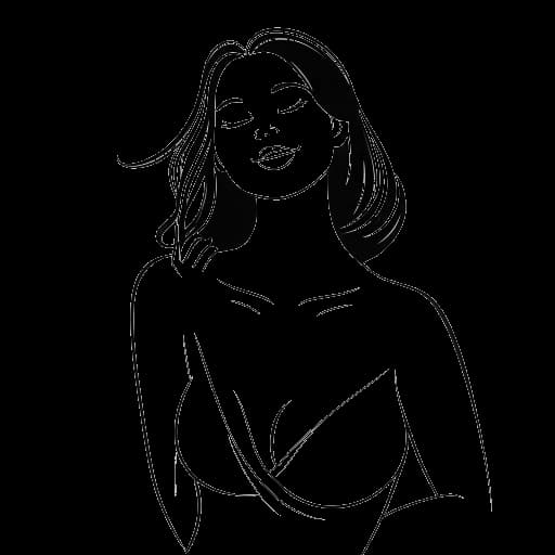 Dessin en traits d'une femme, représentant Alix Earle, célébrant l'anniversaire de son augmentation mammaire.