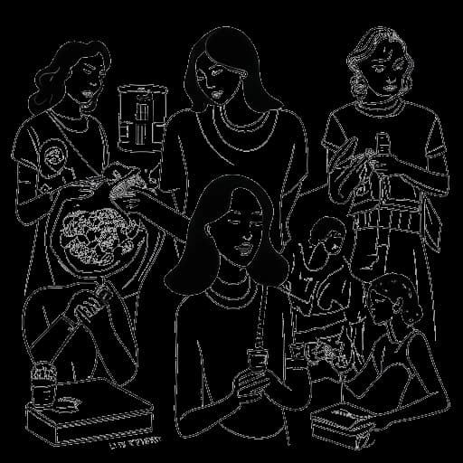 Dessin en traits d'une femme, représentant Alix Earle, collaborant avec différentes marques.