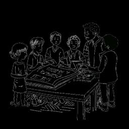 Line art image of a man, representing Alex Hormozi, assisting in efforts to provide quality education.