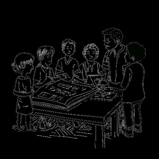 Line art image of a man, representing Alex Hormozi, assisting in efforts to provide quality education.