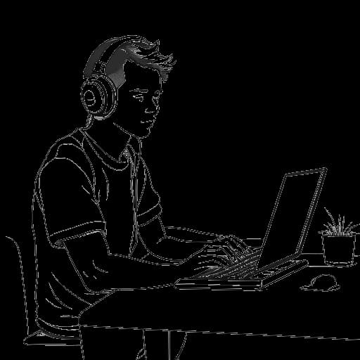 Strichzeichnung von Phil Laude bei der Produktion anspruchsvoller Inhalte, was seinen Übergang zu ernsthafteren und nachdenklichen Inhalten darstellt.