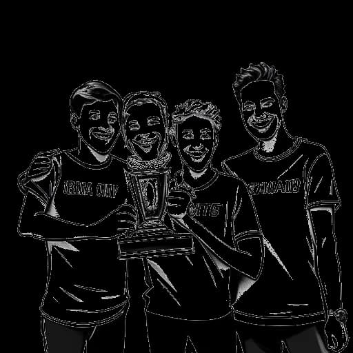 Strichzeichnung von Y-Titty mit dem Echo Award für 'Bestes Video National', was ihren Erfolg vor der Auflösung darstellt.