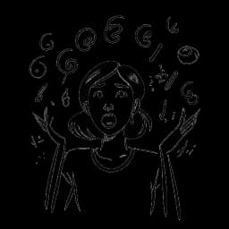 Um desenho de Stephanie Soo com pontos de interrogação e pontos de exclamação, simbolizando as controvérsias ao seu redor.
