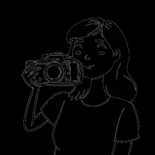 Lijntekening van Stephanie Soo die een camera vasthoudt, met een gedachteballon met een gebroken hart en de woorden 'gebrek aan respect' en 'intimidatie'