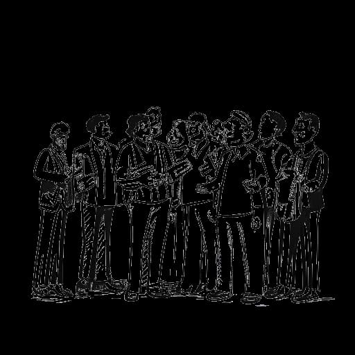 Desenho em arte linear de um homem representando Blueface, segurando dinheiro, com pessoas ao fundo