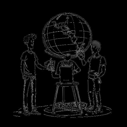 Strichzeichnung eines Mannes, der KranCrafter darstellt, hält eine Waage und balanciert sein berufliches Leben mit engen Freundschaften in der YouTube-Sphäre aus, in Schwarz-Weiß.