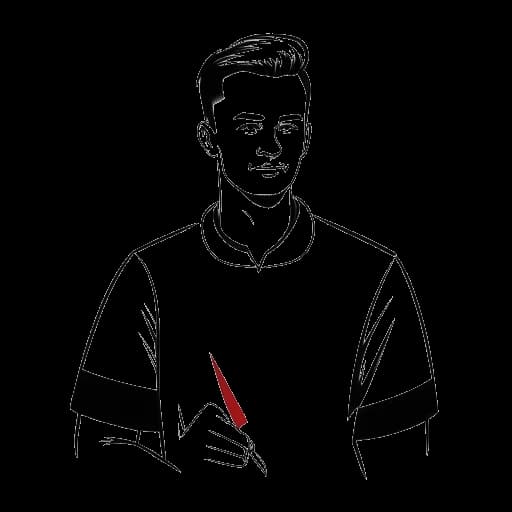 Strichzeichnung von Jan Böhmermann, einem Mann mit kurzen Haaren, der ein lässiges Hemd trägt und eine polnische Flagge hält