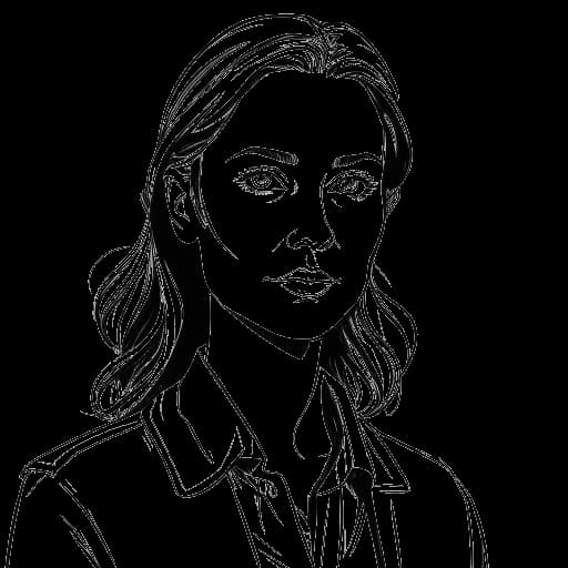 Dibujo artístico de Anna-Maria Sieklucka como Laura Torricelli, un personaje que encarna confianza y resiliencia. Representada en blanco y negro sobre un fondo blanco, capturando su crecimiento y desarrollo en las secuelas de '365 Días'.