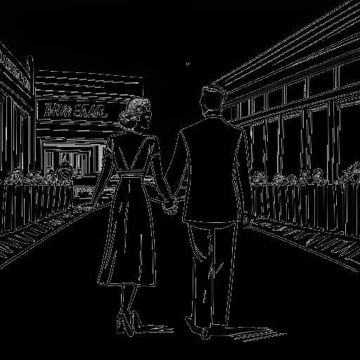 Disegno in stile line art di Anna-Maria Sieklucka che tiene per mano Łukasz Witt-Michałowski, rappresentando la loro relazione.