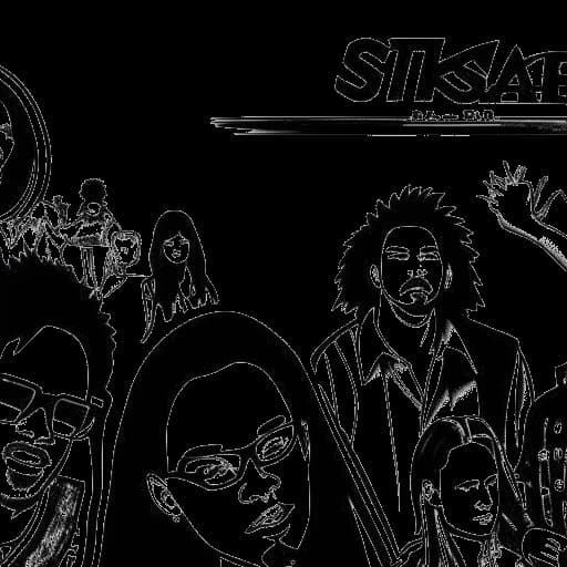 Lijntekening van Chester Bennington die samenwerkt met Dead by Sunrise, Stone Temple Pilots en Steve Aoki.