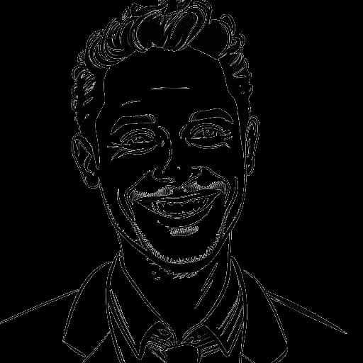 Line art drawing of Roberto Gonzalez, known as Fanum, an influential YouTuber with a charismatic smile, stylishly dressed, confidently speaking in front of a camera. He is a creative content creator, known for his captivating videos that resonate with his audience.