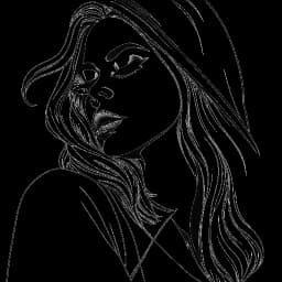 Desenho de arte em linha de Lady Gaga, representando-a como compositora, colaborando com artistas e desenvolvendo sua distinta persona no palco.