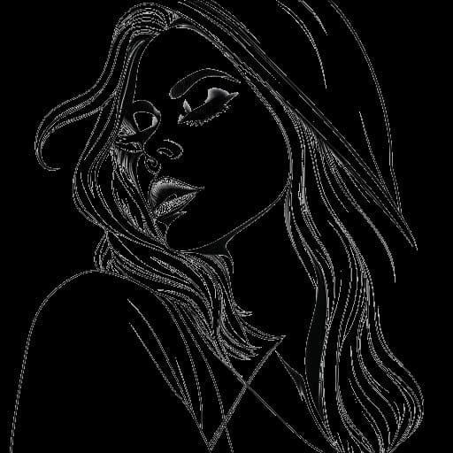Desenho de arte em linha de Lady Gaga, representando-a como compositora, colaborando com artistas e desenvolvendo sua distinta persona no palco.
