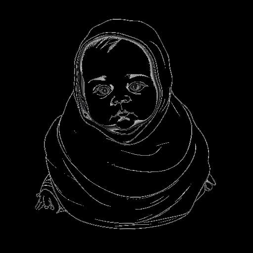 Strichzeichnung eines Babys, das Sascha Hellinger darstellt, in eine Decke gewickelt.