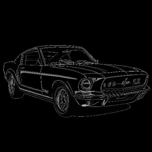 Strichzeichnung eines Mannes, der Sascha Hellinger darstellt, der neben einem Mustang-Auto steht.