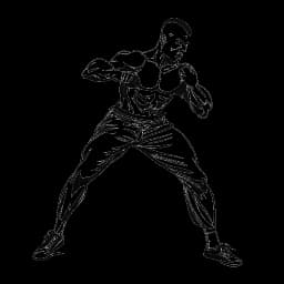 A black and white line art drawing of a highly skilled kickboxer showcasing power, speed, and precision in their movements. The image represents Andrew Tate's successful kickboxing career.