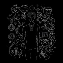 A black and white line art drawing of a figure with a substantial online following, surrounded by symbols representing luxury and admiration. The image represents Andrew Tate's significant impact and online persona.