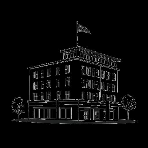 Desenho em arte de linha do Centro Médico do Exército Walter Reed, onde Andrew Tate nasceu