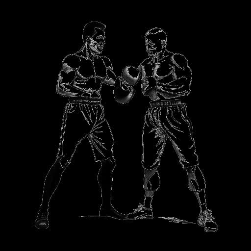Desenho em arte de linha de Andrew e Tristan Tate usando equipamentos de kickboxing