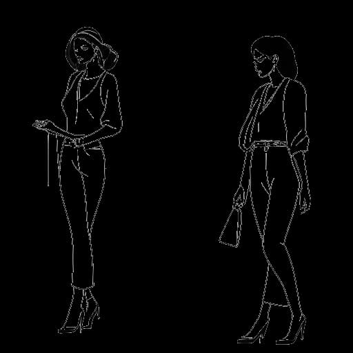 Desenho em arte de linha de uma mulher representando Alex Cooper se preparando e depois saindo em Miami