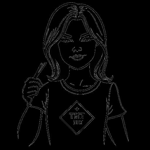 Desenho de arte de uma mulher, representando Emma Stone, segurando um cartaz de 'Stand Up To Cancer' e um distintivo 'Time's Up'.