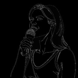 Disegno in bianco e nero di una donna, raffigurante Samantha Irvin, durante un evento WWE, mentre fa un annuncio al ring.