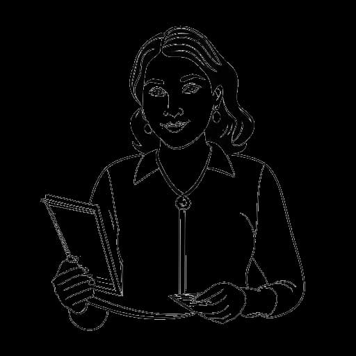 Dibujo en línea de una mujer, que representa a Samantha Irvin, sosteniendo un acta de nacimiento y dos marcadores de ubicación para New Bedford y Cape Cod.
