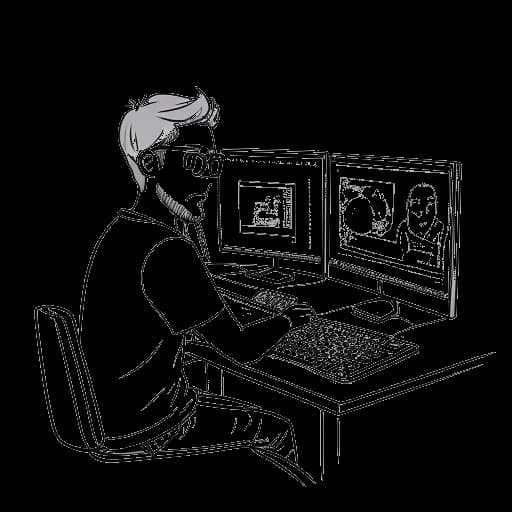 Strichzeichnung eines Mannes, der Felix von der Laden repräsentiert und seinen YouTube-Kanal mit Minecraft-Gameplay startet, vor einem weißen Hintergrund.