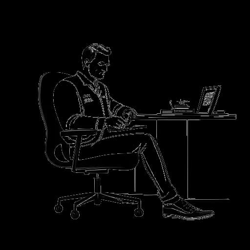 Disegno al tratto di un uomo, raffigurante Flavio Briatore, che lavora come amministratore delegato di Renault F1.