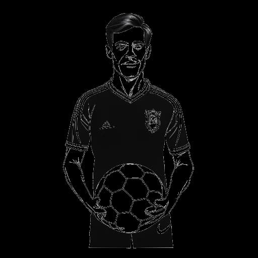 Lijntekening van LeBron James in een Liverpool F.C. shirt, met een voetbal