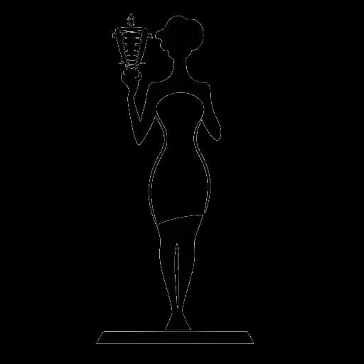 Lijntekening van een vrouw die Lauren Chen vertegenwoordigt, met een trofee en het YouTube-logo en het nummer '1.000.000' op de achtergrond