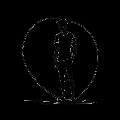 Lijntekening van een man, die Tyler Stanaland vertegenwoordigt, die een surfplank vasthoudt met het Catch Surf-logo.