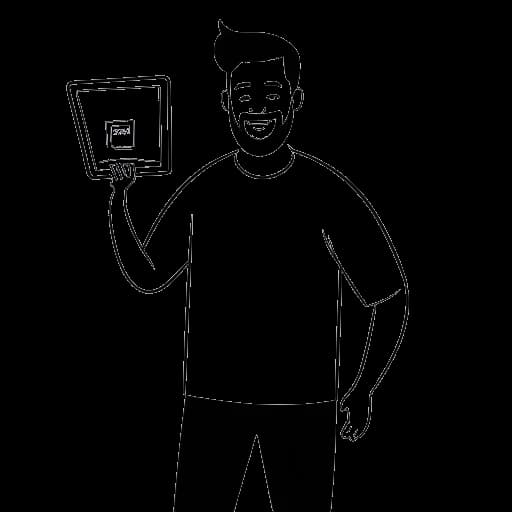 Strichzeichnung eines Mannes, der KreekCraft darstellt, hält einen YouTube-Play-Button-Preis vor einem Walmart-Geschäft.