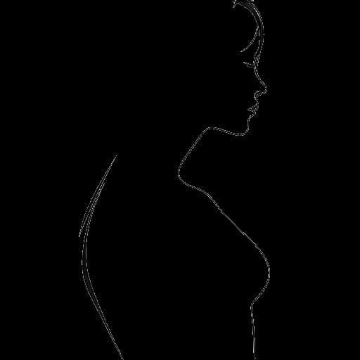 Strichzeichnung der Silhouette einer Frau, die die Körpermaße von Katie Sigmond repräsentiert.