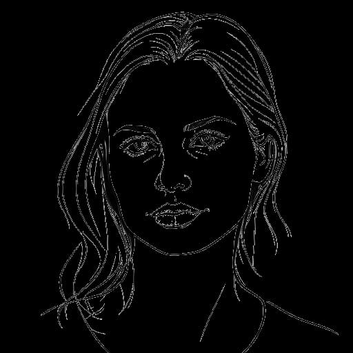Strichzeichnung einer Frau mit blonden Haaren und dunkelbraunen Augen, die Katie Sigmond darstellt.