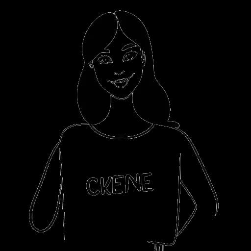 Strichzeichnung einer Frau, die Katie Sigmond darstellt, die ein Schild mit der Aufschrift 'Kostenloser Inhalt' hält, mit dem OnlyFans-Logo im Hintergrund.
