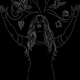 Dibujo de arte lineal de Ellie Goulding abrazándose a sí misma con los brazos abiertos, rodeada de símbolos de concienciación sobre la salud mental.